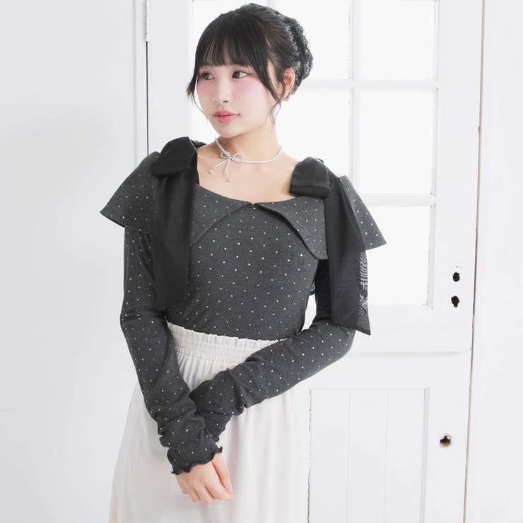 ビッグカラーオフショルリボンカットトップス 量産型 地雷系 夢展望 | DearMyLove | 詳細画像22 