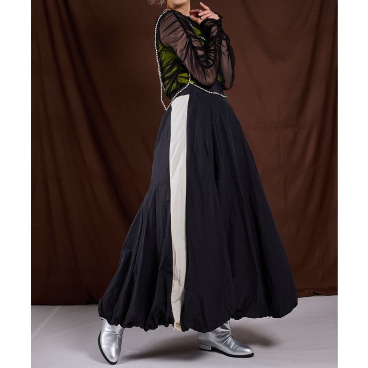 【最上もが着用】バルーンラインナイロンロングスカート 韓国 夢展望 | 夢展望 | 詳細画像4 