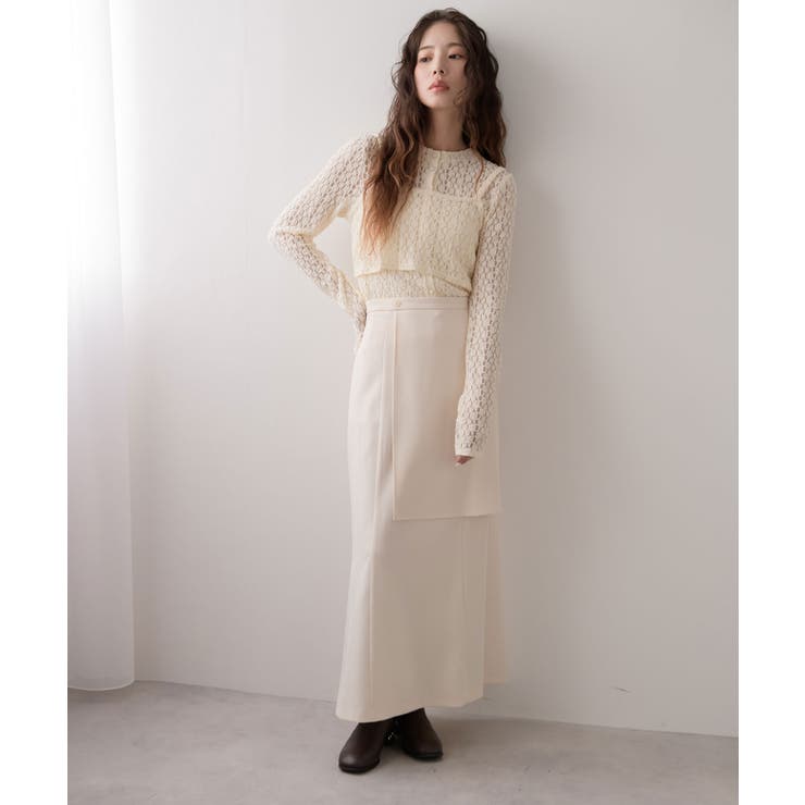 ハイウエストフレアラップスカート【セットアップ可】 韓国 夢展望 | 夢展望 | 詳細画像4 