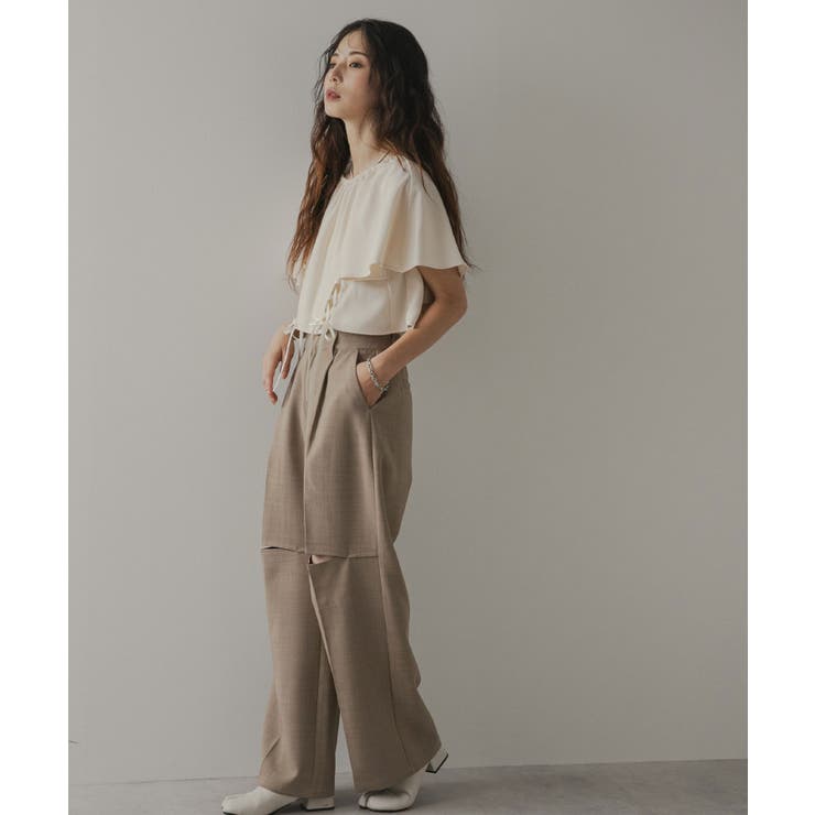 フレア袖レースアップトップス【セットアップ可】 韓国 夢展望 | 夢展望 | 詳細画像3 