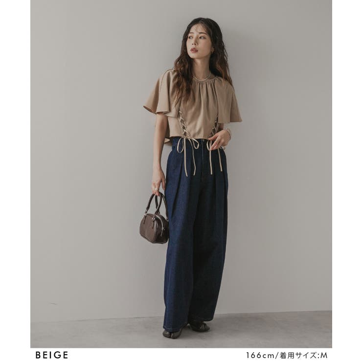 フレア袖レースアップトップス【セットアップ可】 韓国 夢展望 | 夢展望 | 詳細画像7 