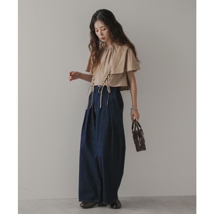 フレア袖レースアップトップス【セットアップ可】 韓国 夢展望 | 夢展望 | 詳細画像8 