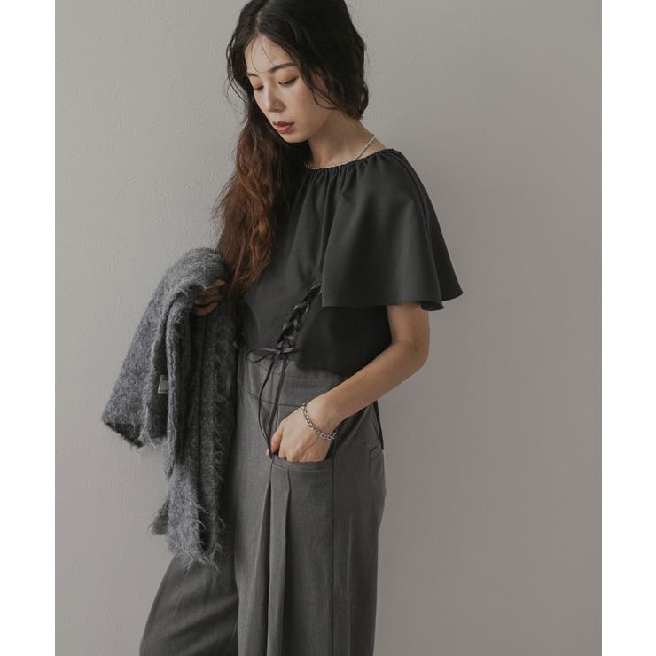 フレア袖レースアップトップス【セットアップ可】 韓国 夢展望 | 夢展望 | 詳細画像15 