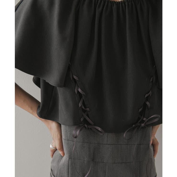 フレア袖レースアップトップス【セットアップ可】 韓国 夢展望 | 夢展望 | 詳細画像16 