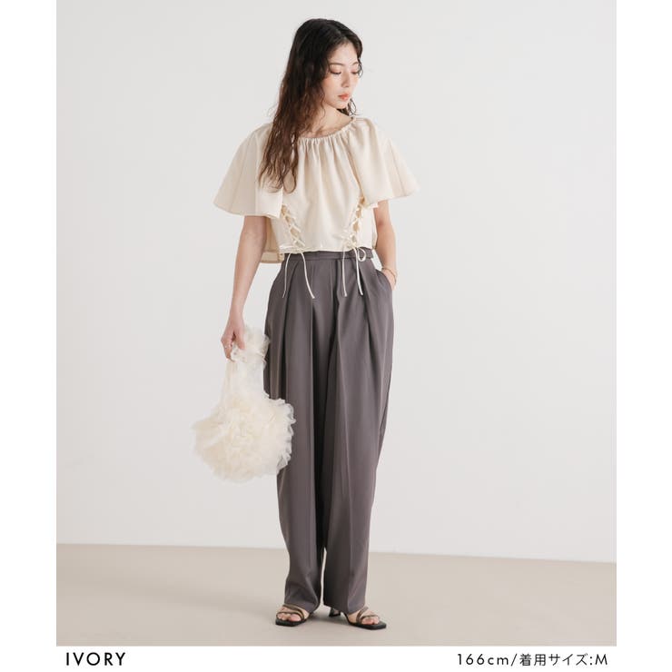 フレア袖レースアップトップス【セットアップ可】 韓国 夢展望 | 夢展望 | 詳細画像17 