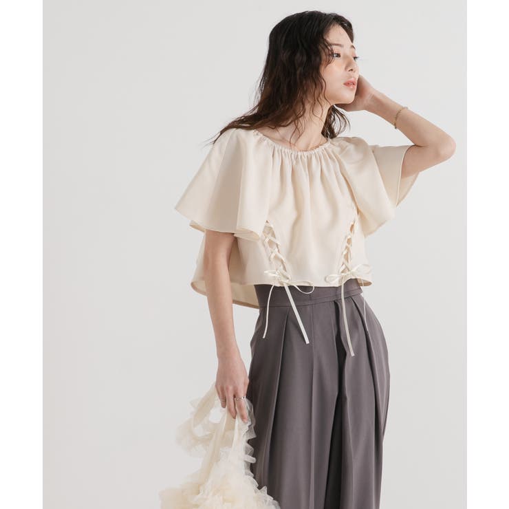 フレア袖レースアップトップス【セットアップ可】 韓国 夢展望 | 夢展望 | 詳細画像18 