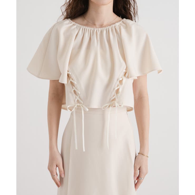 フレア袖レースアップトップス【セットアップ可】 韓国 夢展望 | 夢展望 | 詳細画像23 