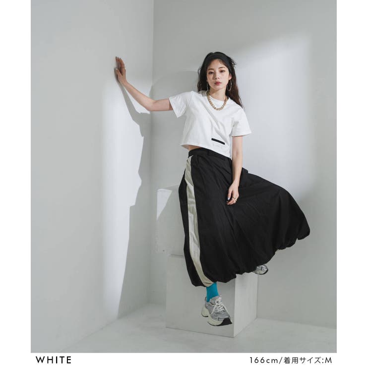 クロップドバイカラーポケットTシャツ 韓国 夢展望 | 夢展望 | 詳細画像2 