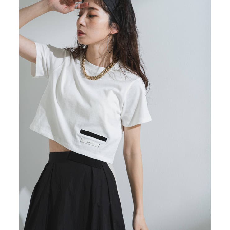 クロップドバイカラーポケットTシャツ 韓国 夢展望 | 夢展望 | 詳細画像3 