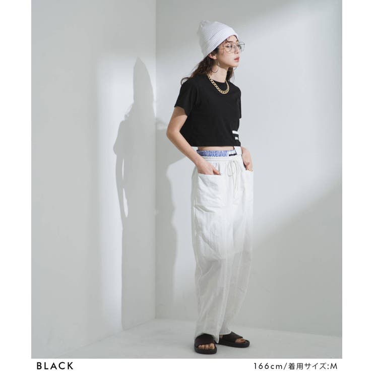 クロップドバイカラーポケットTシャツ 韓国 夢展望 | 夢展望 | 詳細画像10 