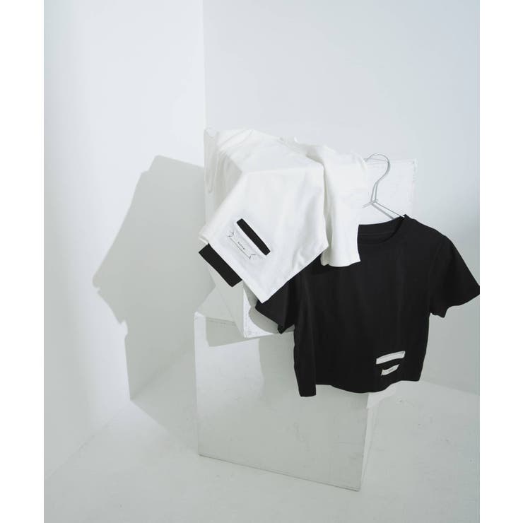 クロップドバイカラーポケットTシャツ 韓国 夢展望 | 夢展望 | 詳細画像14 