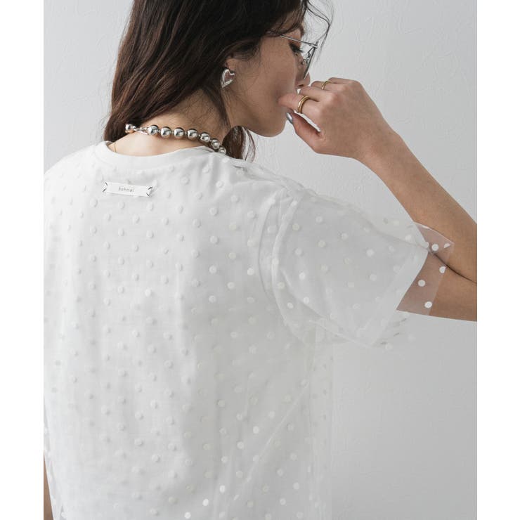 チュールレイヤード箔プリントTシャツ 韓国 夢展望 | 夢展望 | 詳細画像6 