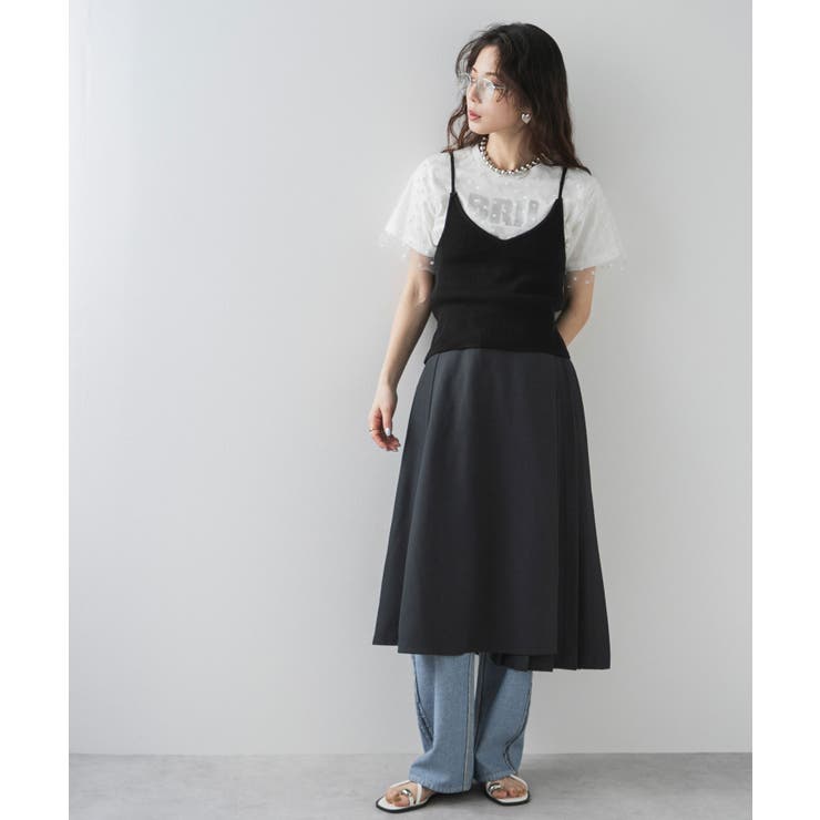 チュールレイヤード箔プリントTシャツ 韓国 夢展望 | 夢展望 | 詳細画像7 