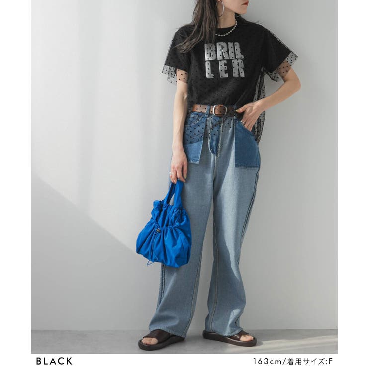 チュールレイヤード箔プリントTシャツ 韓国 夢展望 | 夢展望 | 詳細画像9 