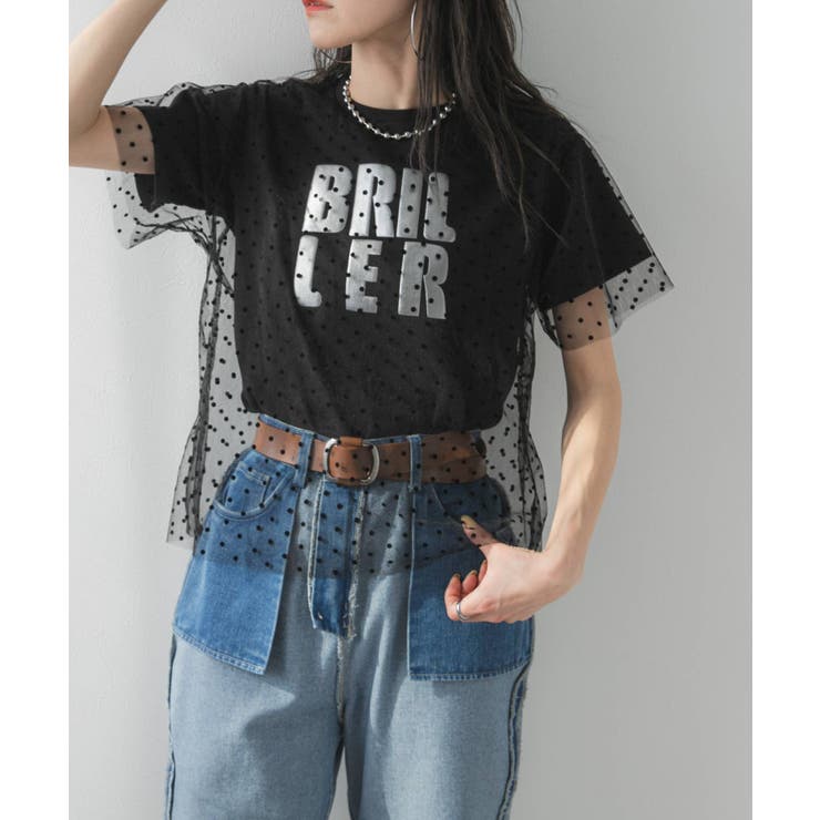 チュールレイヤード箔プリントTシャツ 韓国 夢展望 | 夢展望 | 詳細画像12 