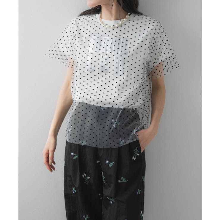 チュールレイヤード箔プリントTシャツ 韓国 夢展望 | 夢展望 | 詳細画像20 