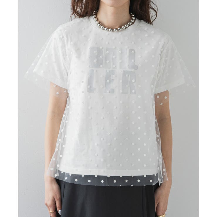 チュールレイヤード箔プリントTシャツ 韓国 夢展望 | 夢展望 | 詳細画像25 