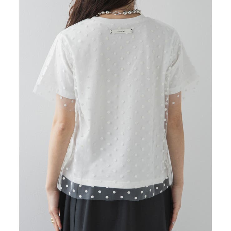 チュールレイヤード箔プリントTシャツ 韓国 夢展望 | 夢展望 | 詳細画像26 