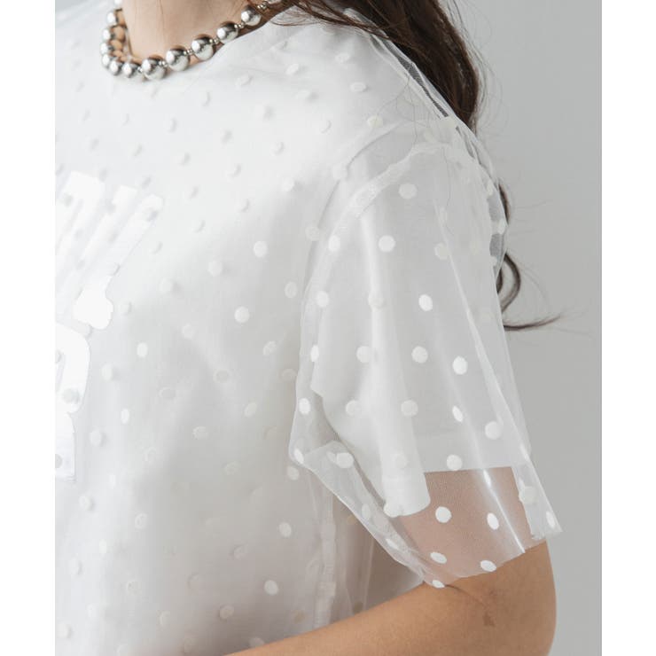 チュールレイヤード箔プリントTシャツ 韓国 夢展望 | 夢展望 | 詳細画像30 