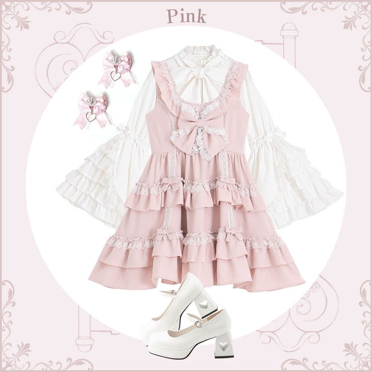 フリルたっぷりはしごレースリボンジャンスカ 量産型 地雷系 夢展望 | DearMyLove | 詳細画像2 