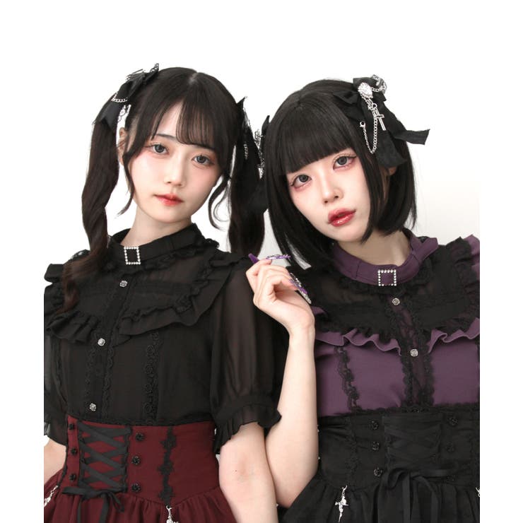 チョーカー風クロスレースブラウス 量産型 地雷系 夢展望 | DearMyLove | 詳細画像6 