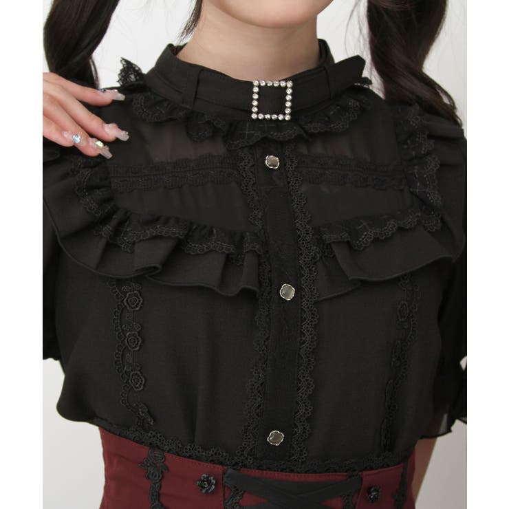 チョーカー風クロスレースブラウス 量産型 地雷系 夢展望 | DearMyLove | 詳細画像7 