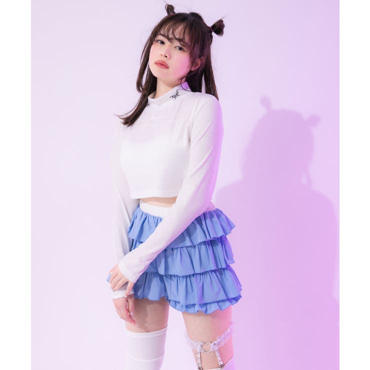 選べるタイプハイネッククロップド丈長袖カットソートップス 韓国 夢展望 | 夢展望 | 詳細画像7 