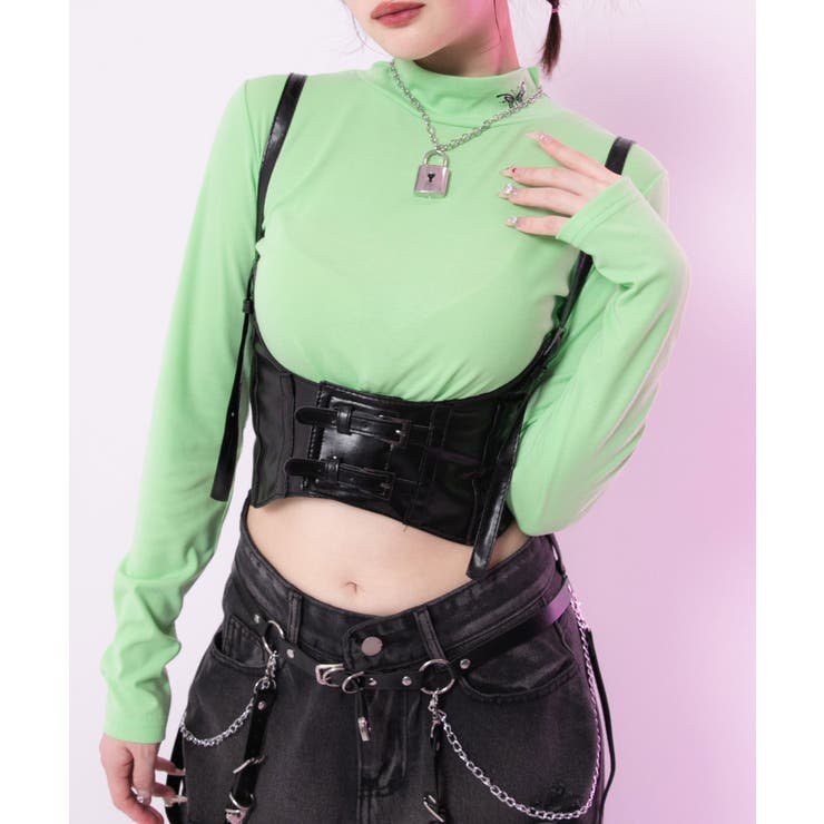 選べるタイプハイネッククロップド丈長袖カットソートップス 韓国 夢展望 | 夢展望 | 詳細画像14 