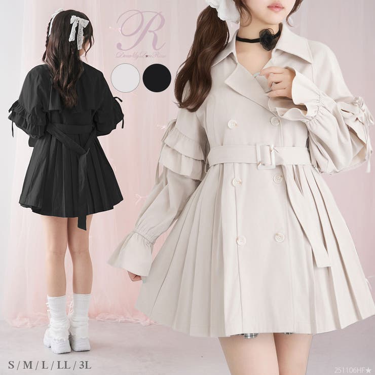 バックプリーツショートトレンチコート 量産型 地雷系 夢展望 | DearMyLove | 詳細画像1 