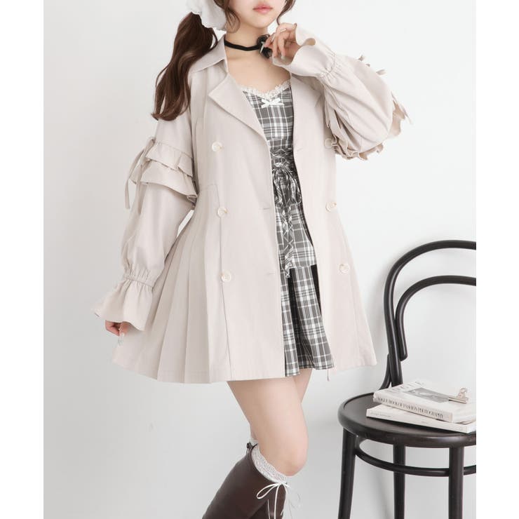 バックプリーツショートトレンチコート 量産型 地雷系 夢展望 | DearMyLove | 詳細画像3 