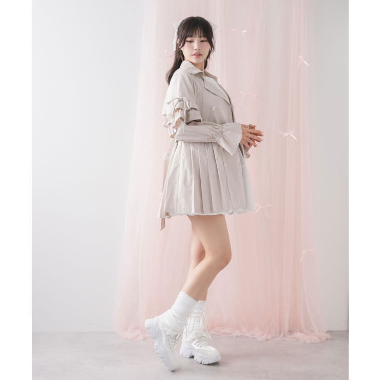 バックプリーツショートトレンチコート 量産型 地雷系 夢展望 | DearMyLove | 詳細画像8 