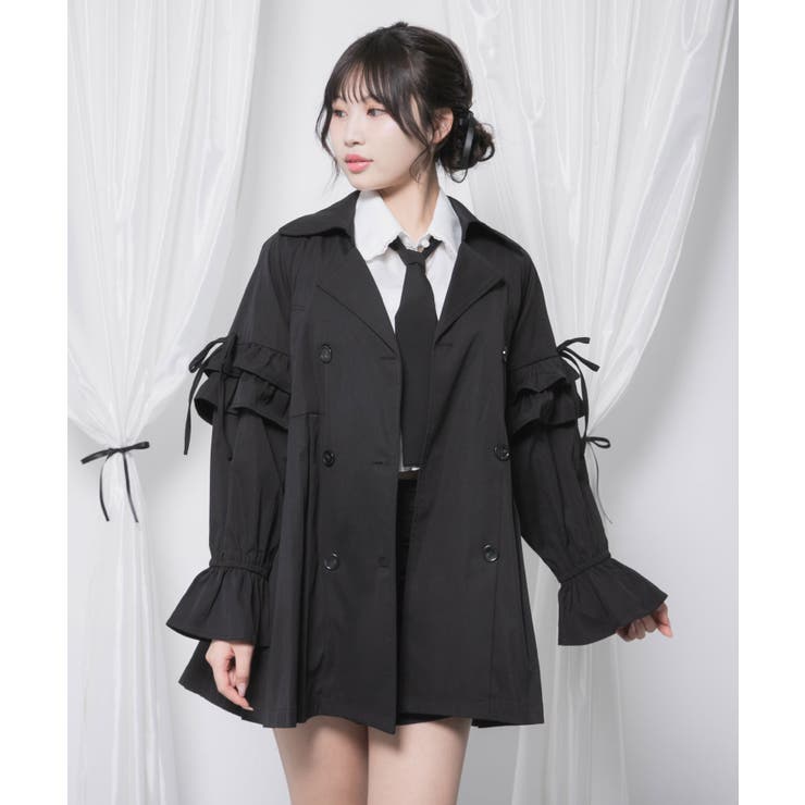 バックプリーツショートトレンチコート 量産型 地雷系 夢展望 | DearMyLove | 詳細画像17 
