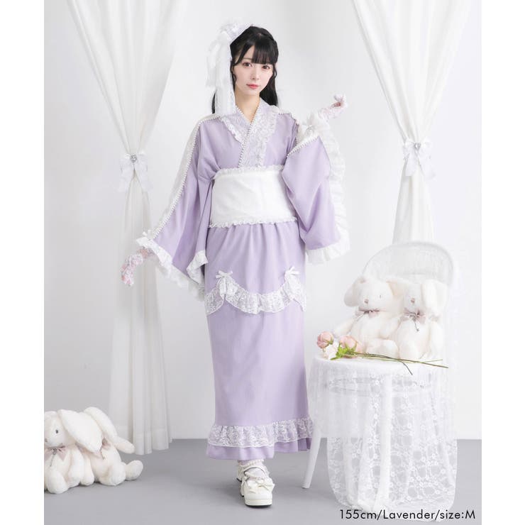 お嬢様パールレースフリル浴衣 量産型 地雷系 夢展望[品番
