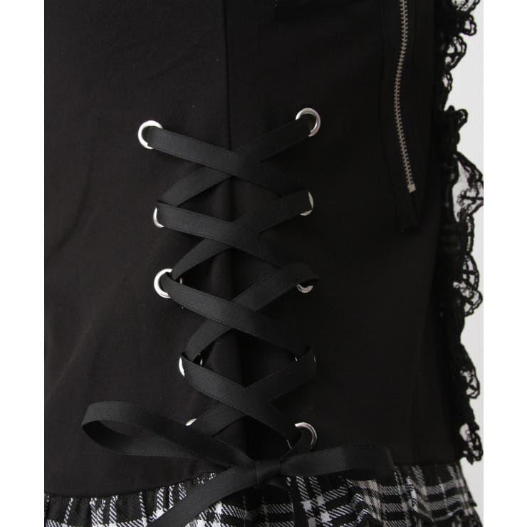 猫耳チェックフリルクモレースパンクショートトップス 量産型 地雷系 夢展望 | DearMyLove | 詳細画像32 