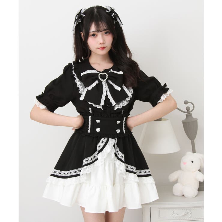 ❤︎ミシェルマカロン❤︎ボウタイリボンブラウス 半袖 量産型地雷スナ系清楚系 新品 ミシェルマカロン michelleMacaron 白 ホワイト リボン