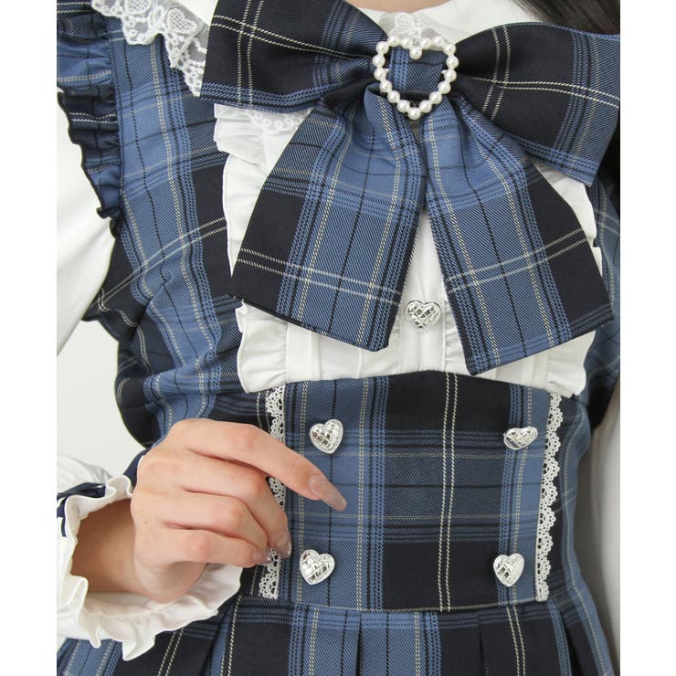 ドッキング風フリルハートリボンワンピース 量産型 地雷系 夢展望[品番