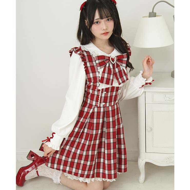 ドッキング風フリルハートリボンワンピース 量産型 地雷系 夢展望 | DearMyLove | 詳細画像23 