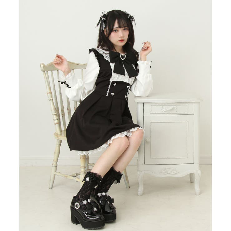 ドッキング風フリルハートリボンワンピース 量産型 地雷系 夢展望 | DearMyLove | 詳細画像27 