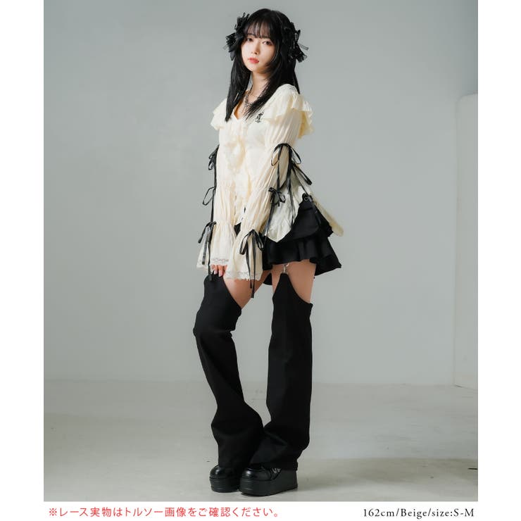 レースアップリボンサブカルフルフリシャツブラウス 韓国 夢展望 | 夢展望 | 詳細画像18 