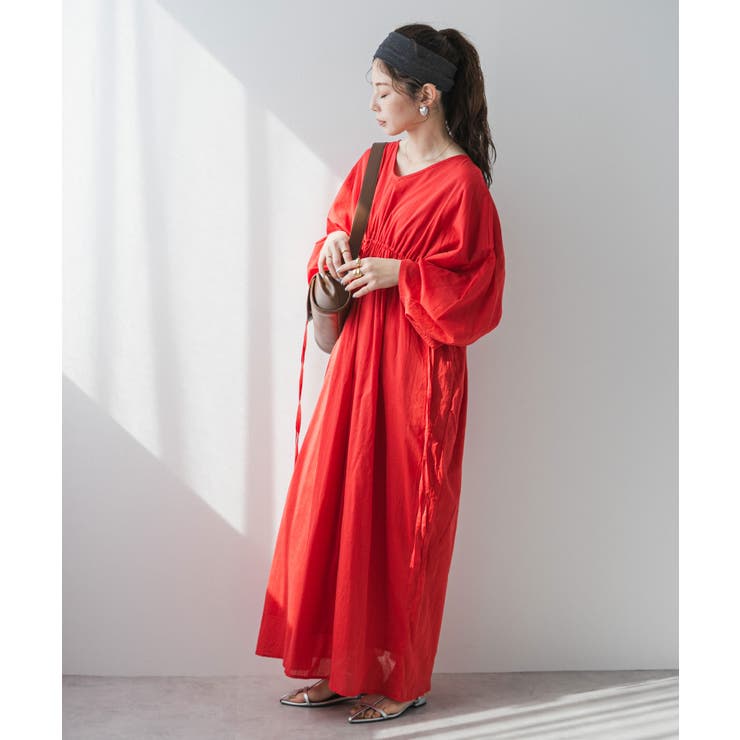 前後2wayドロストシャーリングロングワンピース 韓国 夢展望 | 夢展望 | 詳細画像4 