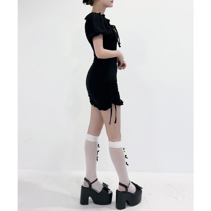 オープンリボンドロストシャーリングワンピース 量産型 地雷系 夢展望 RS | 夢展望 | 詳細画像3 