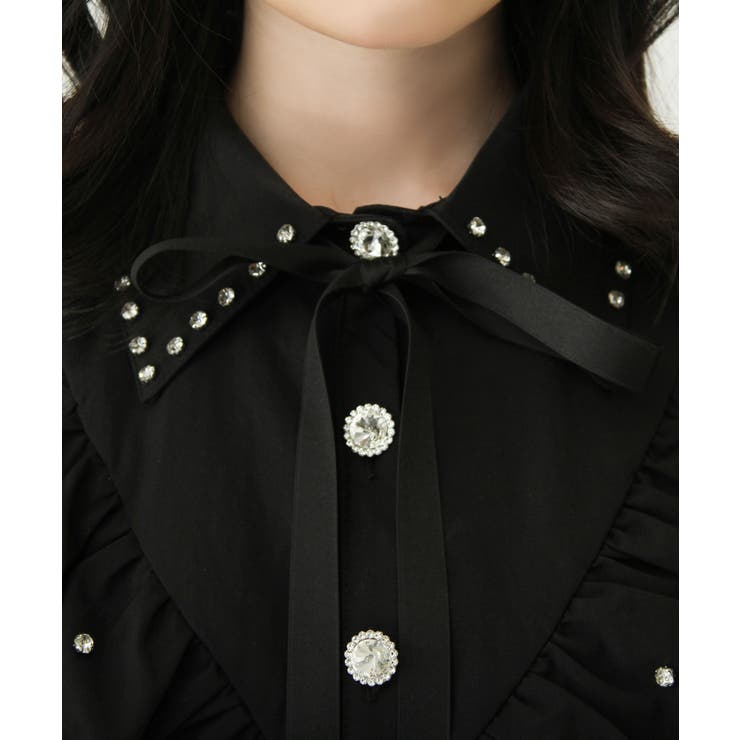 ビジュー襟フリルギャザーシャツワンピース 量産型 地雷系 夢展望 | DearMyLove | 詳細画像21 