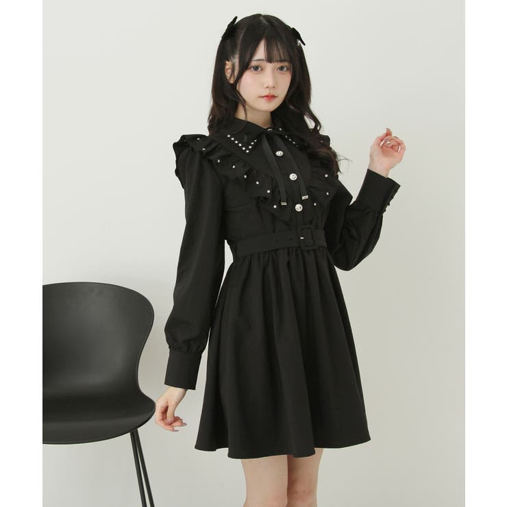 ビジュー襟フリルギャザーシャツワンピース 量産型 地雷系 夢展望 | DearMyLove | 詳細画像23 