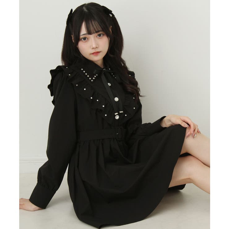 イモちゃん×MARSコラボコート ビジューボタン付きボリュームファー