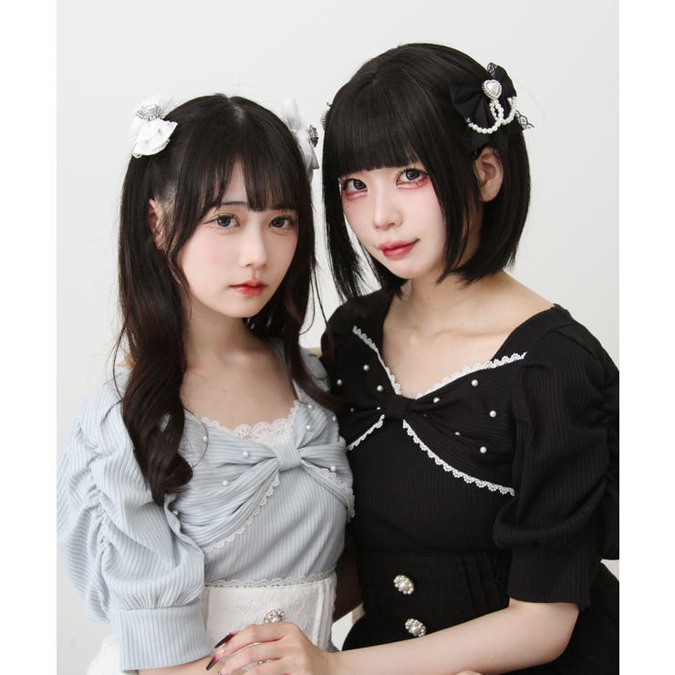 パールリボン リブ トップス 半袖 量産型 地雷系 夢展望 | DearMyLove | 詳細画像19 