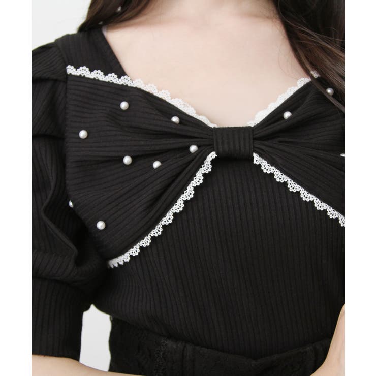 パールリボン リブ トップス 半袖 量産型 地雷系 夢展望 | DearMyLove | 詳細画像26 