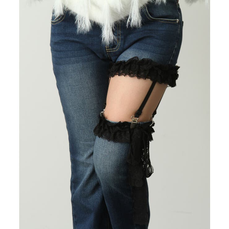 セクシーガーター風ギャルストレッチフレアデニムパンツ 韓国 夢展望 | 夢展望 | 詳細画像4 