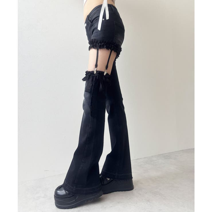 セクシーガーター風ギャルストレッチフレアデニムパンツ 韓国 夢展望 | 夢展望 | 詳細画像22 