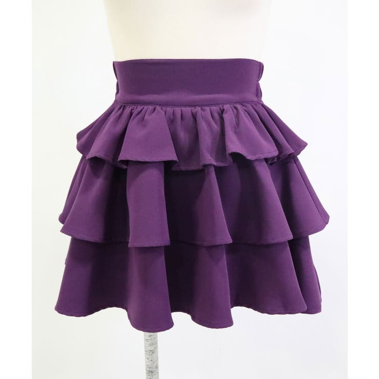 【新品】LAVANDA ティアードミニスカパン ウエストゴムフリル三段ティアードミニスカパン4color