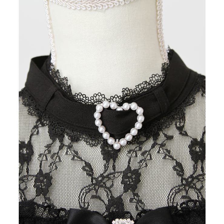 ハートビジューリボンオフショル風レースブラウス 量産型 地雷系 夢展望 | DearMyLove | 詳細画像30 